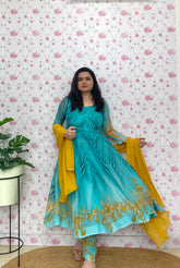 Blue chiffon anarkali set - kasumi.in